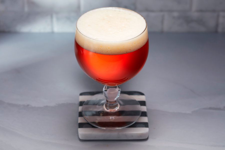 amber red beer in goblet