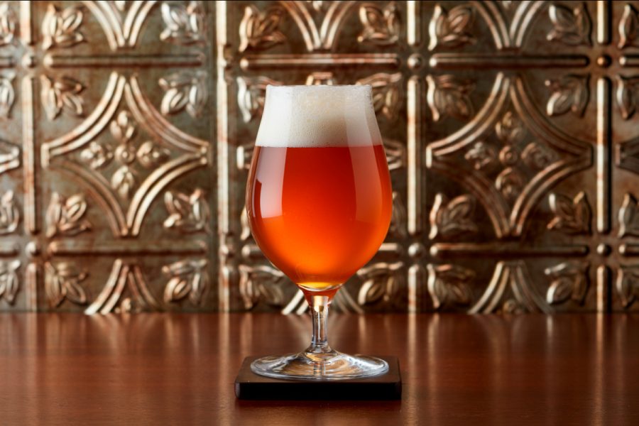 copper amber colored beer in glass
