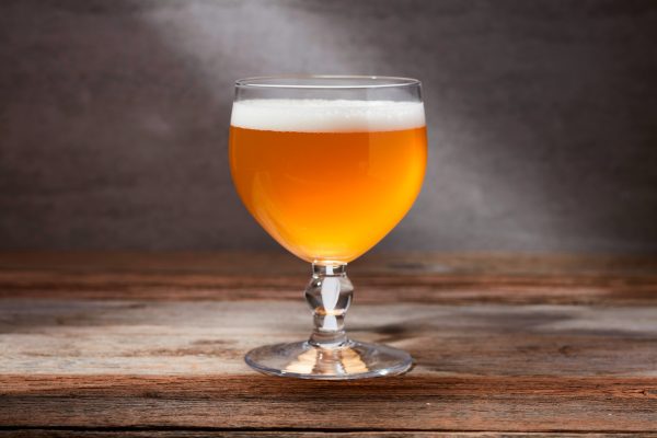 golden wheat beer in goblet