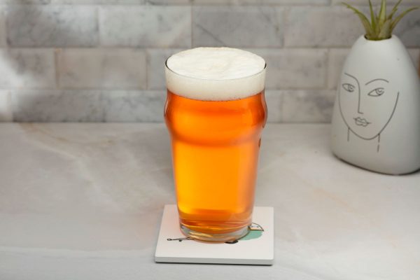 golden beer in a pint glass