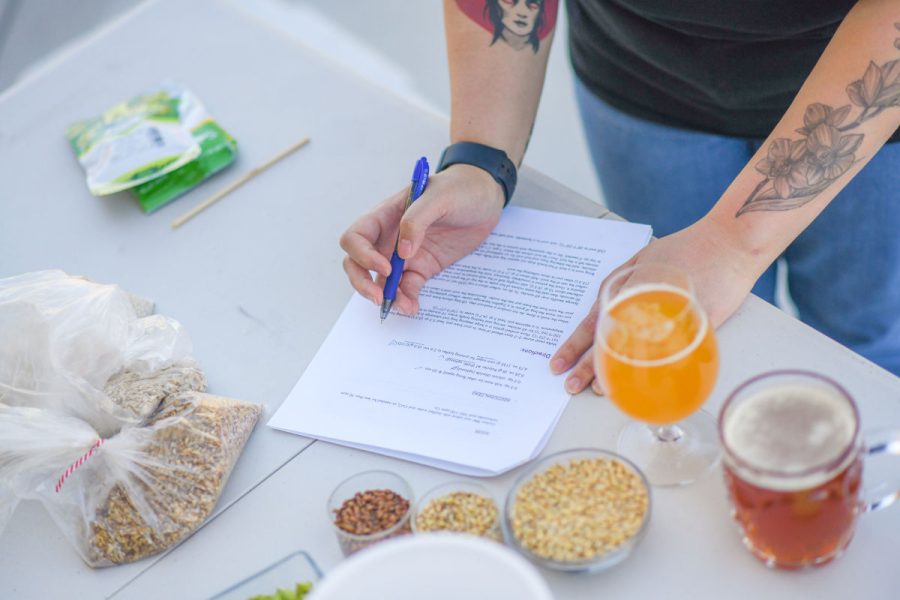 homebrewer with a beer recipe