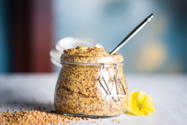 homemade mustard in a jar