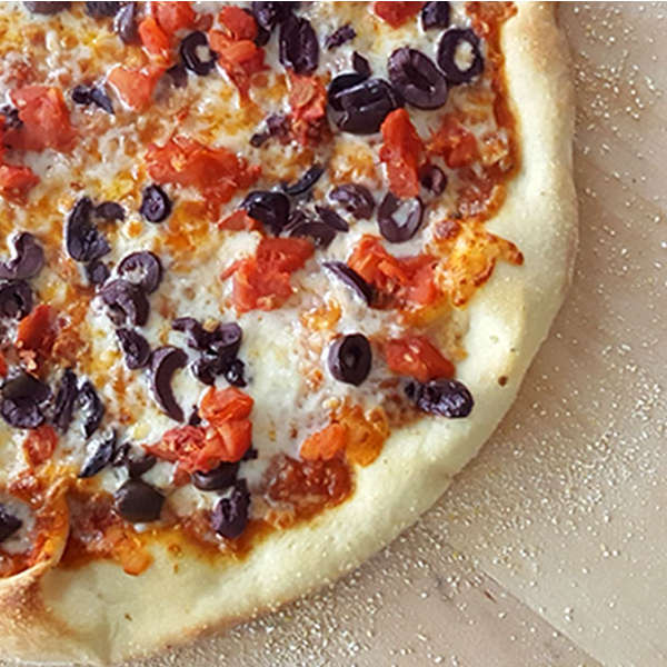 Pizza made with sourdough crust