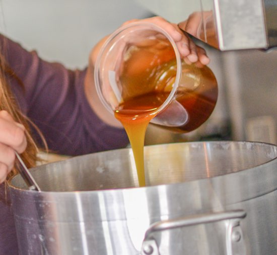 Malt extract being poured