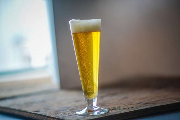 pale lager beer in tall glass