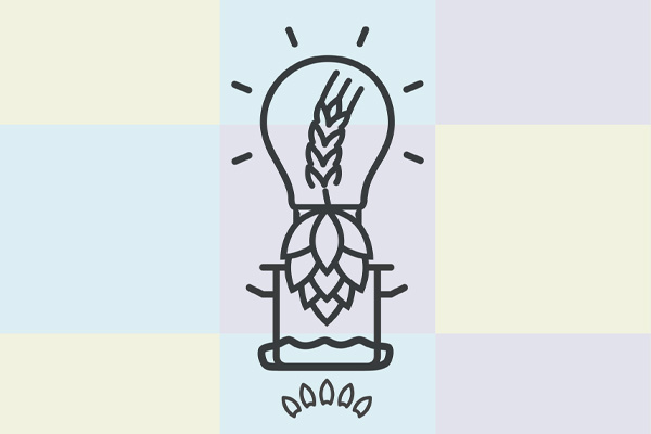 logo combing lightbulb, hop and kettle