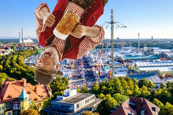 Oktoberfest patron holding beer