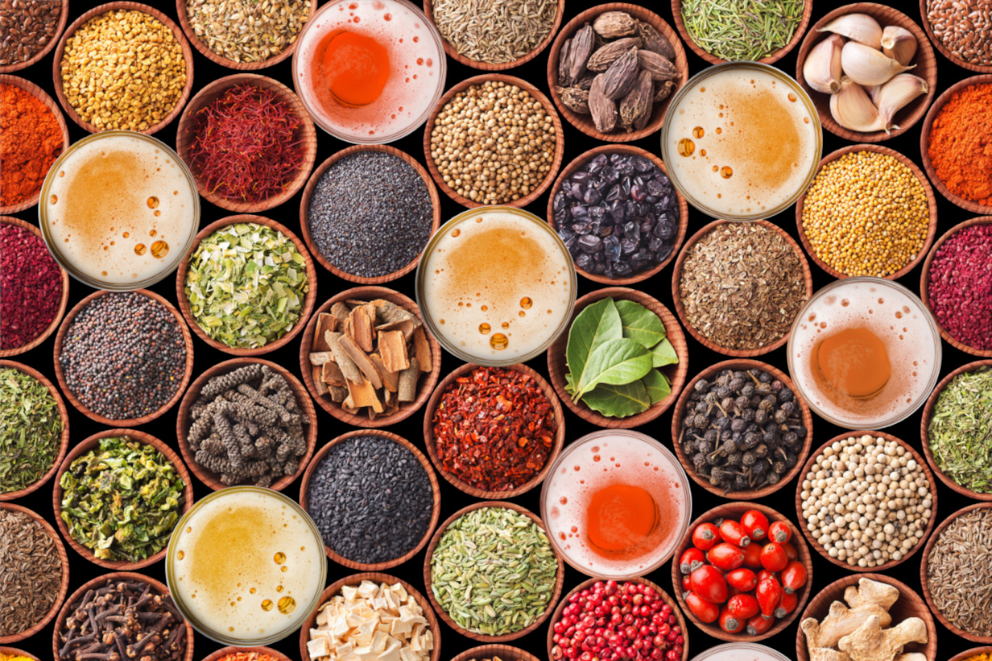 large assortment of beers and spices